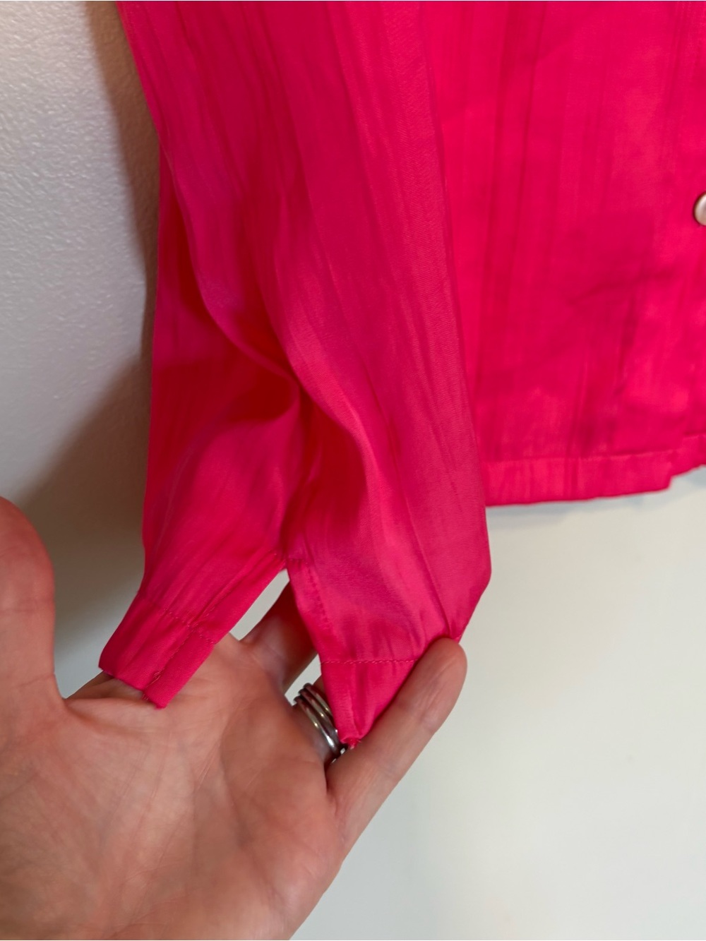 ANTHROPOLOGIE satin button up tee shirt - Picture 5 of 8